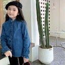 シャツ ガールズ 花柄レース襟 デニムシャツ コーデュロイ フレアパンツ ワイドパンツ 春秋 秋冬(x2)