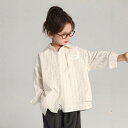 シャツ 女の子 ストライプ柄 アルファベット柄 子供服 トップス 長袖 コットン 柔らかい 杏色 ブルー 春秋(x2)