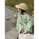 シャツ キッズ 白 緑 ストライプ 長袖 襟付き カジュアル 春夏 子供 男の子 女の子 普段着 トップス 90 100 110 120 130 140 150...