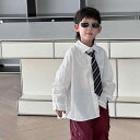 シャツ キッズ 男の子 子供服 トップス 長袖 春秋 韓国風 コットン 混紡 襟付き 無地 ホワイト(x2)