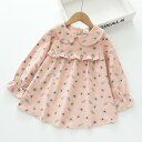 シャツ キッズ 女の子 花柄 刺繍 襟付き 長袖 綿100% ピンク系 秋(x5)