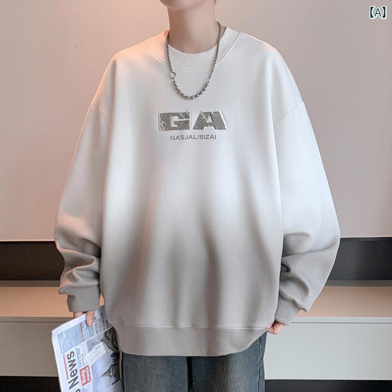 スウェットシャツ メンズ ティーン 長袖Tシャツ グラデーション プリント プルオーバー トレーナー 春..