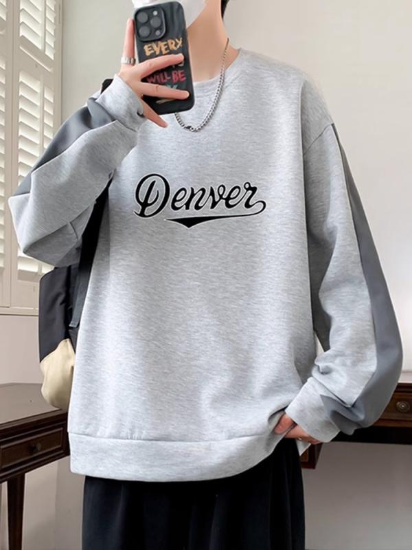 スウェット メンズ ティーン 長袖 トップス トレーナー 春秋 薄手 ルーズフィット プリント グレー ホ..