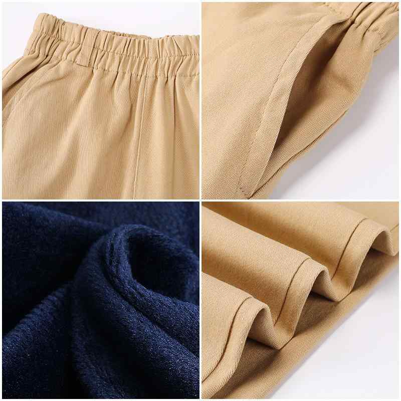 子供用ズボン スクールパンツ 裏起毛 カーキ色 紺色 黒色 小学生 男女兼用 綿 ウエストゴム 110cm 120c..