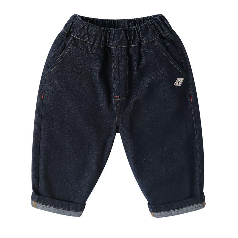 子供用ジーンズ 長ズボン ボーイズ デニムパンツ キッズ 幼児 春秋物 コットン ブルー ウエストゴム 90..