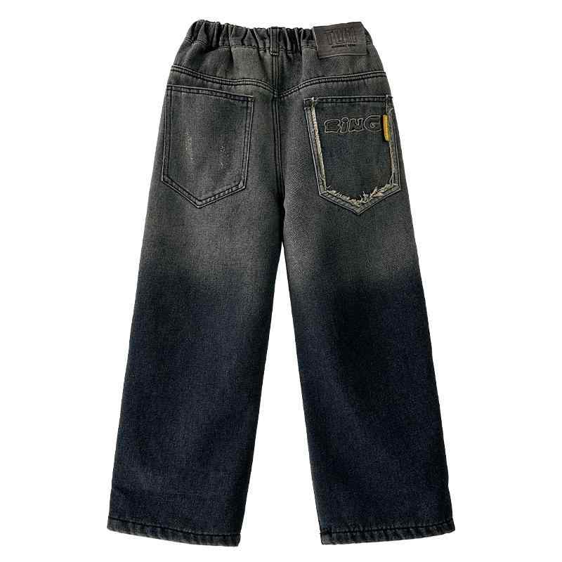 パンツ キッズ 男の子 子供服 冬用 裏起毛 デニムパンツ ジーパン ゆったり 暖か 高学年 ジュニア 120c..