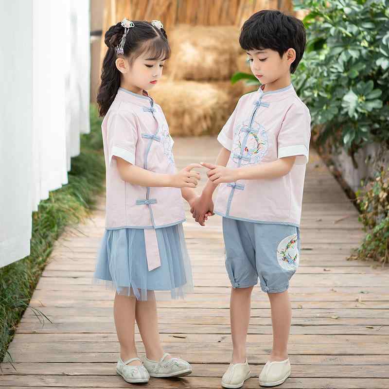 子供用チャイナドレス セットアップ 春秋冬 子供服 刺繡 唐装 民族衣装 上下セット かわいい 綿100% 長袖 半袖 ピンク系 イエロー系 90cm 100cm 110cm 120cm 130cm 140cm 150cm 160cm(4)