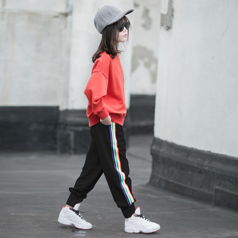 子供用パンツ ガールズ 裏起毛 ズボン 韓国風 ルーズ 無地 カジュアルパンツ 裾絞り ジャージ スウェッ..