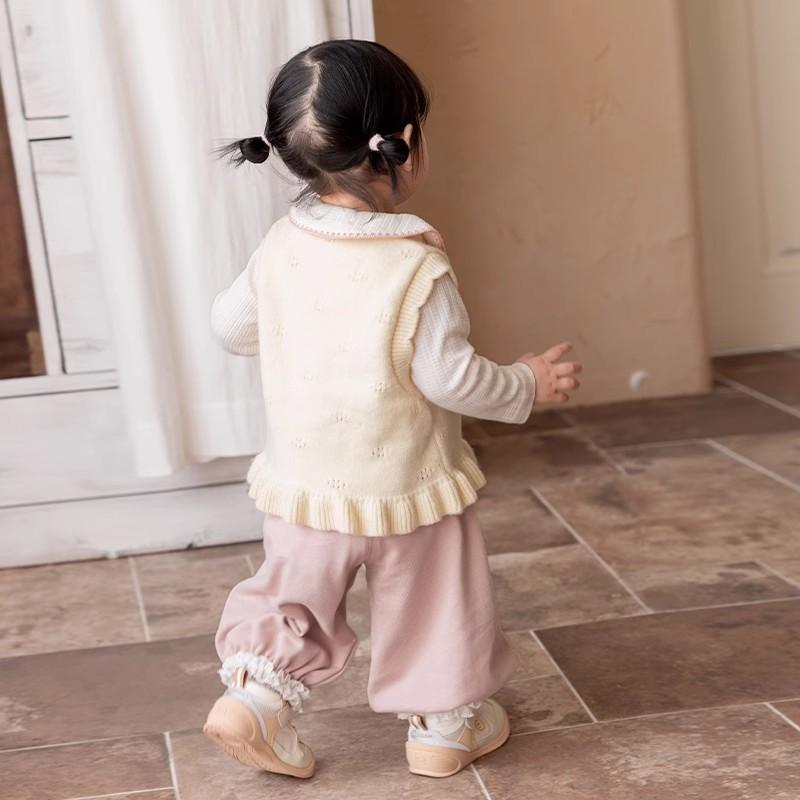 子供服 パンツ 女児 ベビー 赤ちゃん 綿 ズボン ロングパンツ 裾絞り ピンク系 春秋 73CM 80cm 90cm 10..