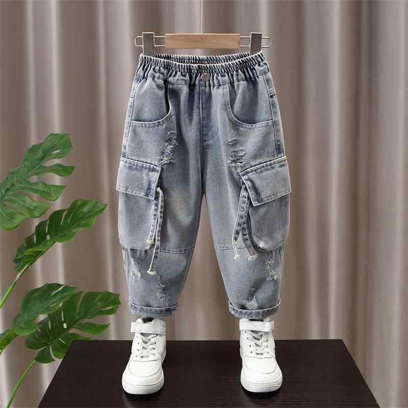 子供用ジーンズ 春秋物 ボーイズ デニムパンツ ロングパンツ 韓国風 85%綿 ゆったり 普段着 中小童 3歳..