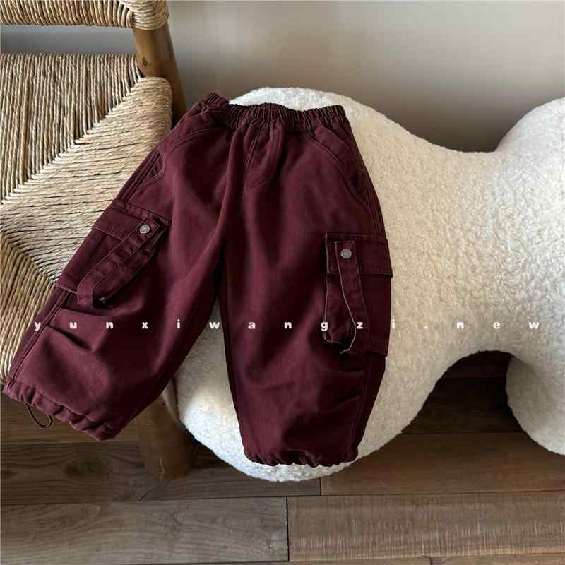 子供用パンツ キッズ 男女兼用 裏起毛 パンツ 韓国風 コットン ズボン 冬 幼児 1歳 2歳 3歳 赤 ベージュ 80cm 90cm 100cm 110cm 120cm(x5)