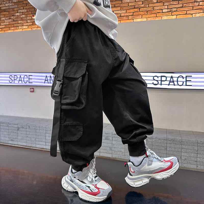 子供用パンツ ボーイズ ワークパンツ 春秋 中 పెద్ద キッズ ロングパンツ ブラック 無地 コットン 100%..