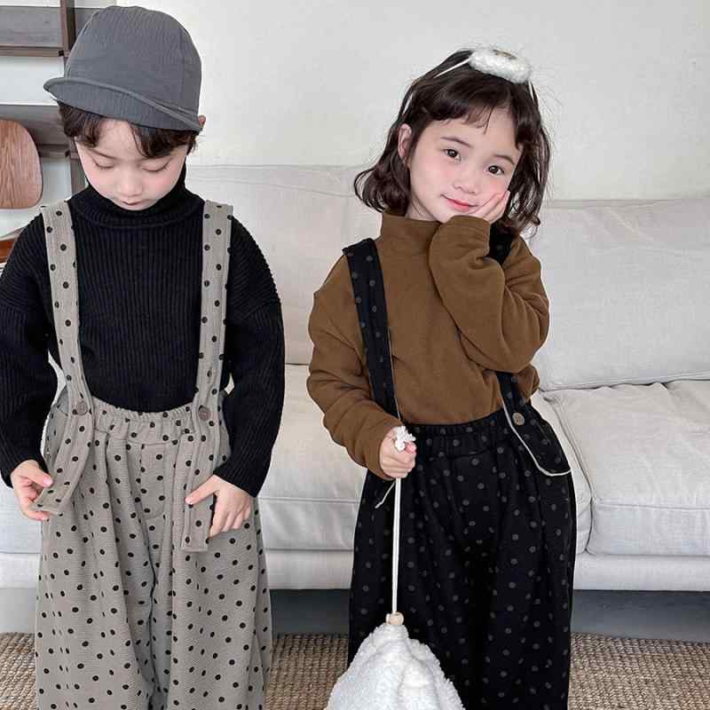 キッズ ベビー 背当て付きパンツ 冬用 加絨 長ズボン 男の子 女の子 かわいい ドット柄 コットン 80cm ..