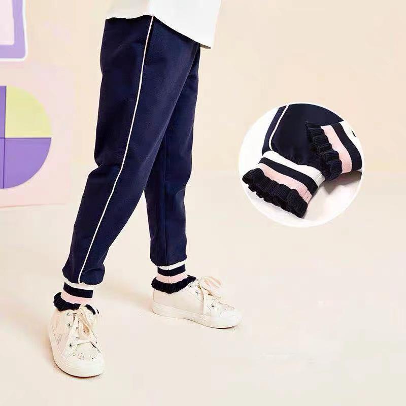 キッズ スウェットパンツ 女の子 韓国風 秋物 コットン 小熊 カートゥーン プリント ボーダー 花柄 高..