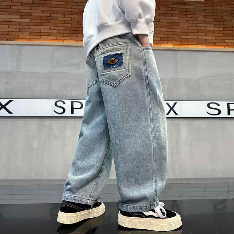 子供用ジーンズ 春秋 ワイドレッグ ハーレムパンツ カジュアル デニムパンツ 男の子 8歳以上 140cm以上..