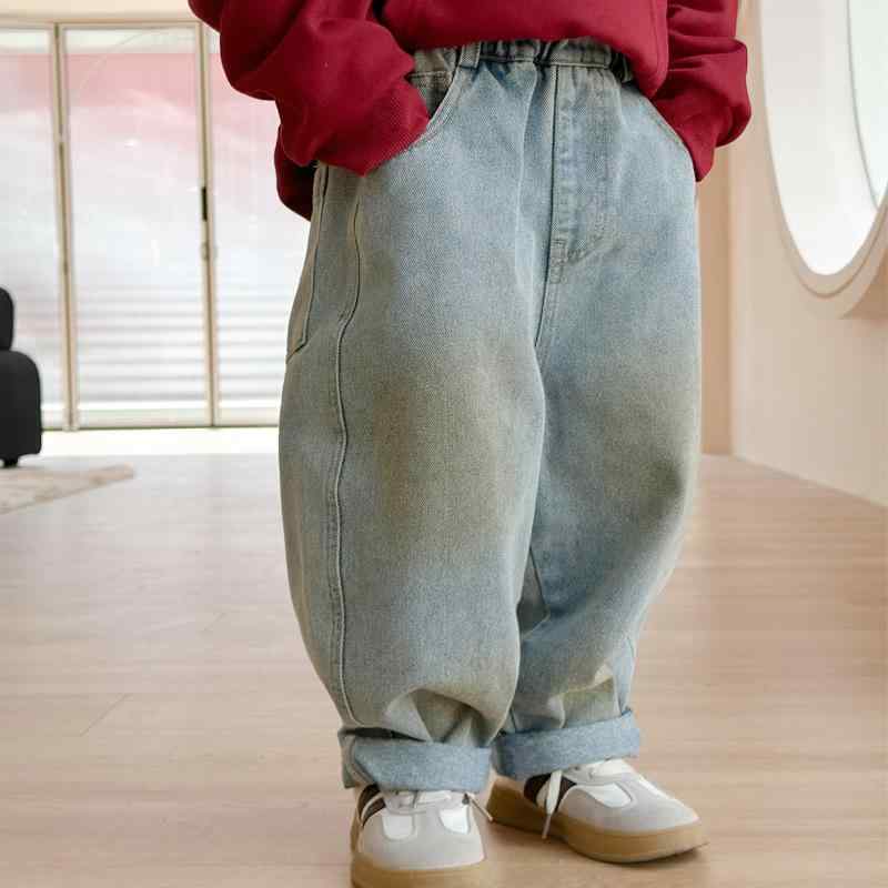 子供用パンツ 男児 ベビー服 秋物 デニムパンツ ロングパンツ 韓国風 ファッション 幼児 噴印 ジーンズ..