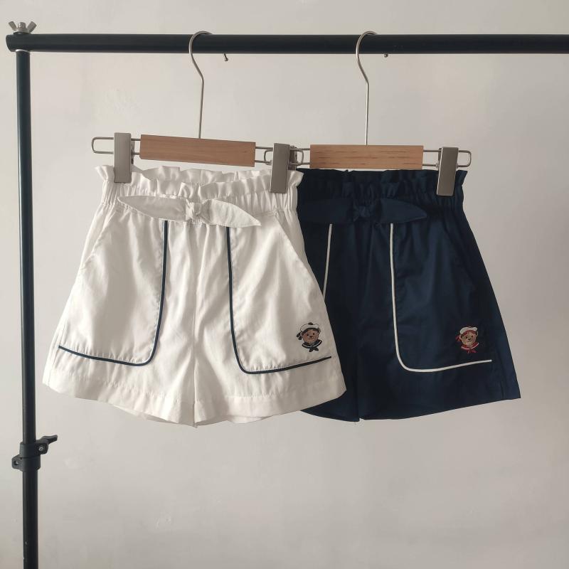 スカート付きパンツ 女の子 春夏 子供服 ハーフパンツ コットン 藍色 白 かわいい おしゃれ ガールズ ..