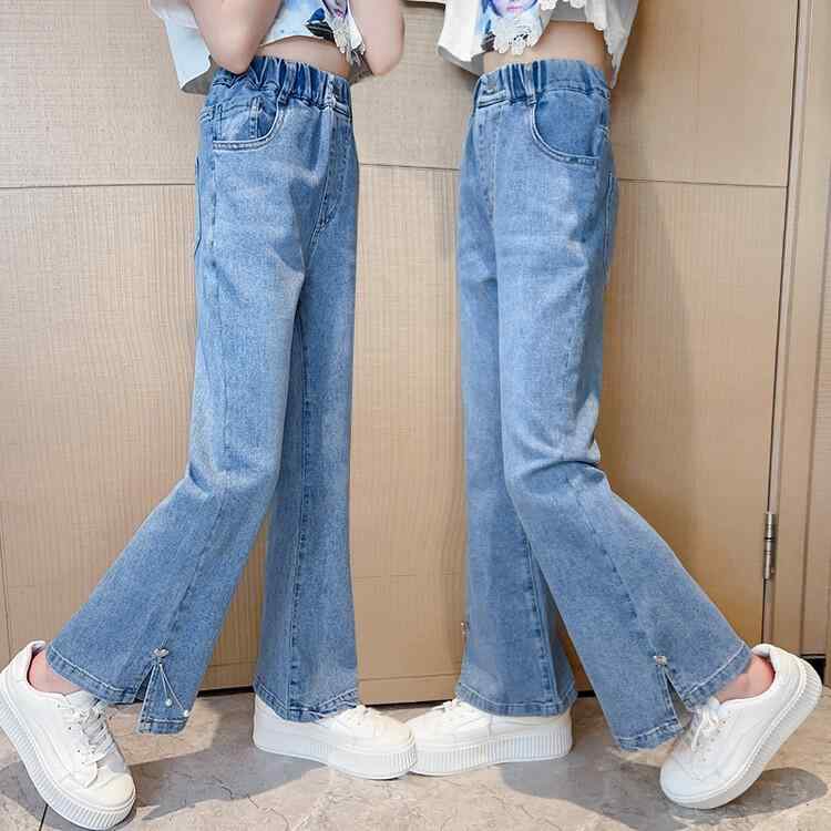 子供服 ジーンズ ガールズ デニム パンツ キッズ 女の子 夏服 9分丈パンツ フレアパンツ ワイドレッグ..