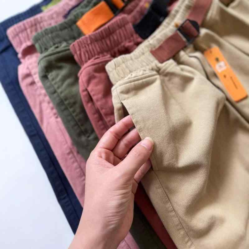 子供用パンツ 山系 カジュアルパンツ 中大キッズ 男女兼用 コットン ウエストゴム 裾絞り カーキ色 レ..