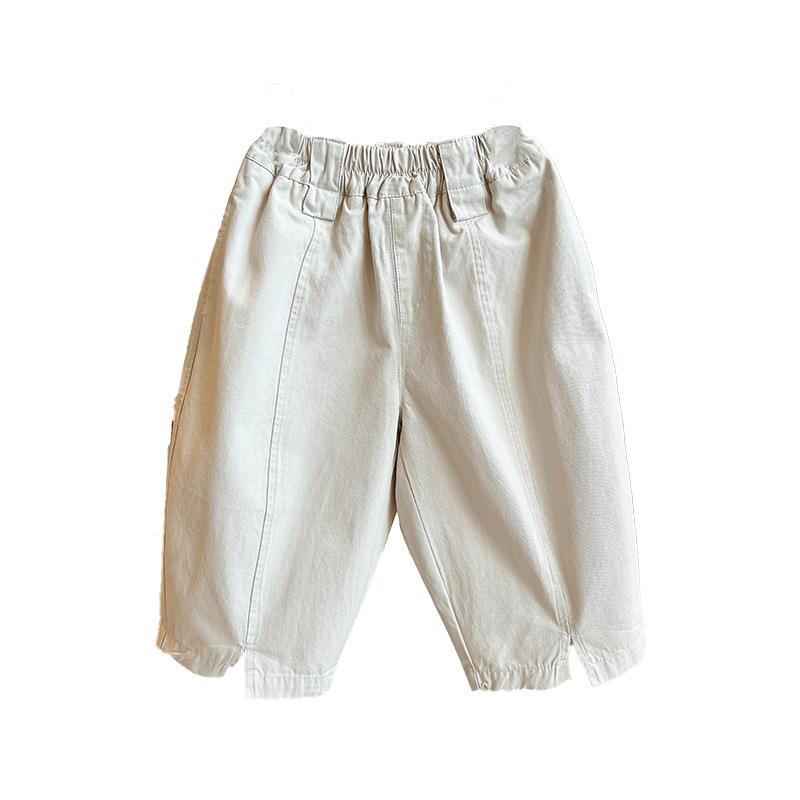 子供用パンツ 男の子 コットン ズボン 春秋 中小 子供 カジュアルパンツ 無地 ホワイト 90cm 100cm 110..