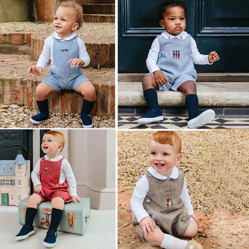 子供服 背带裤 ベビー 幼児 羊毛 七分丈パンツ かわいい 刺繍入り 春秋 冬 イギリス風 レッド ブルー ..