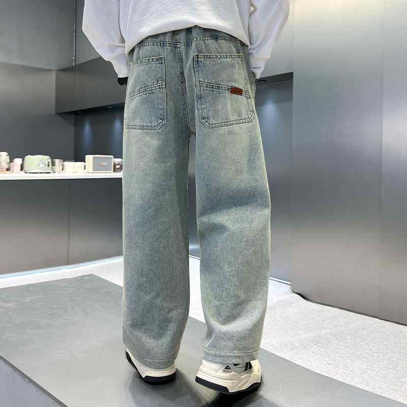 子供服 デニムパンツ 男の子 春秋 ロングパンツ ワイドレッグパンツ ボーイズ 8歳以上 140cm以上 ジー..