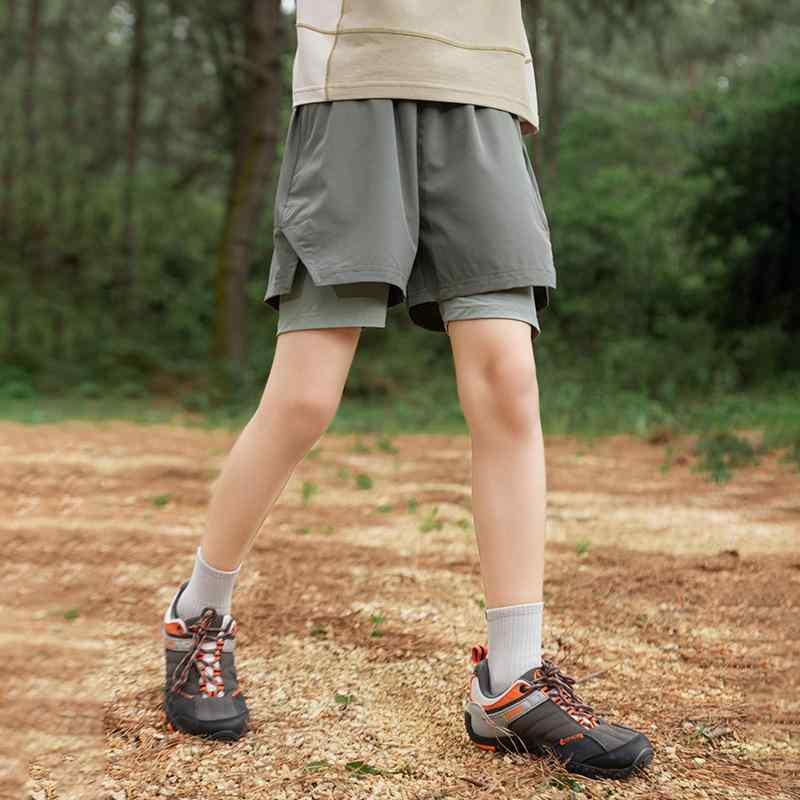 子供用パンツ ガールズ スポーツパンツ 5分丈パンツ ハーフパンツ 薄手 高伸縮 中小学生向け グレー パ..