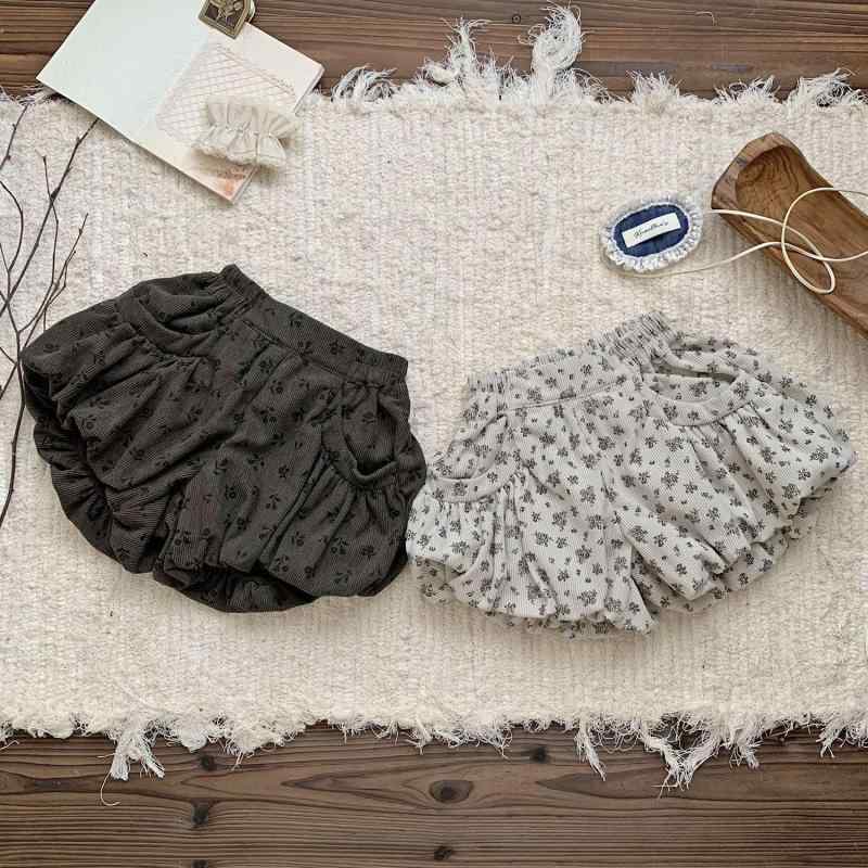 キッズ コーデュロイ ショートパンツ 女の子 ベビー服 かぼちゃパンツ ブルマパンツ 小花柄 春秋 かわ..