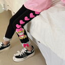 子供服 レギンス ガールズ 春夏 秋冬 綿 かわいい 花柄 小柄 ストレッチパンツ 薄手 厚手 ウエストゴム ピンク ブラック 90 100 110 120 1...
