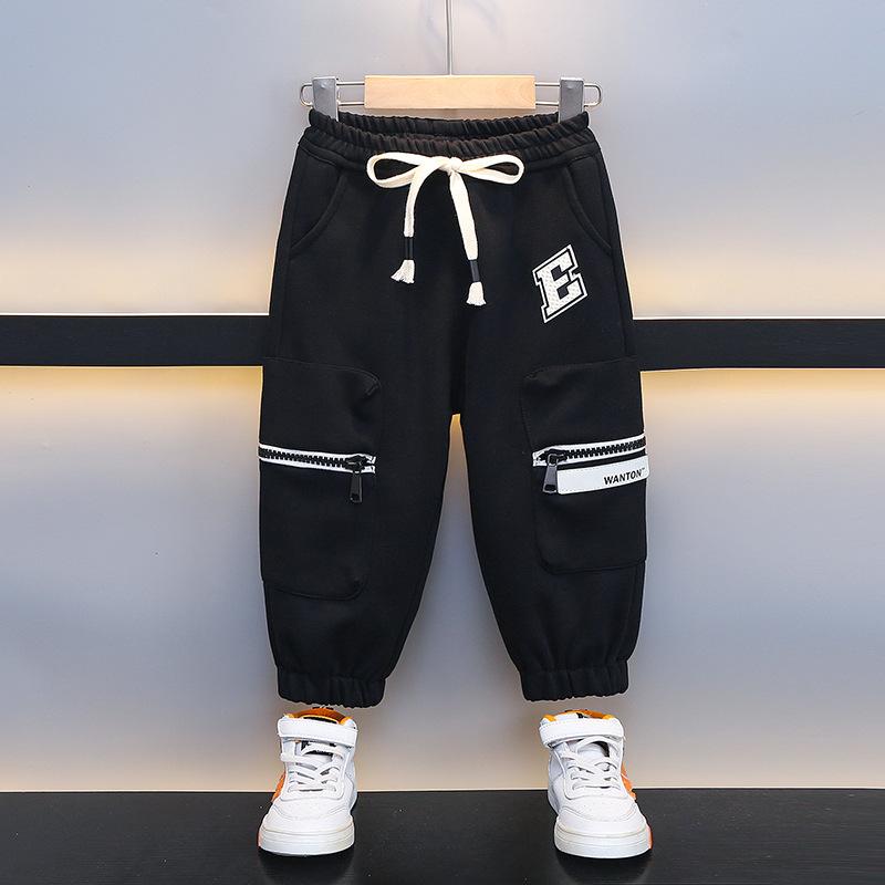 子供用パンツ ボーイズ ワークパンツ ロングパンツ 春秋 運動着 中小 детство 綿混紡 ブラック グレー