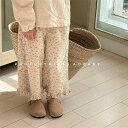 子供服 パンツ 女の子 コーデュロイ 7分丈 ハーレムパンツ コットン 花柄 ミドルライズ ウエストゴム 80cm 90cm 100cm 110cm 120cm...