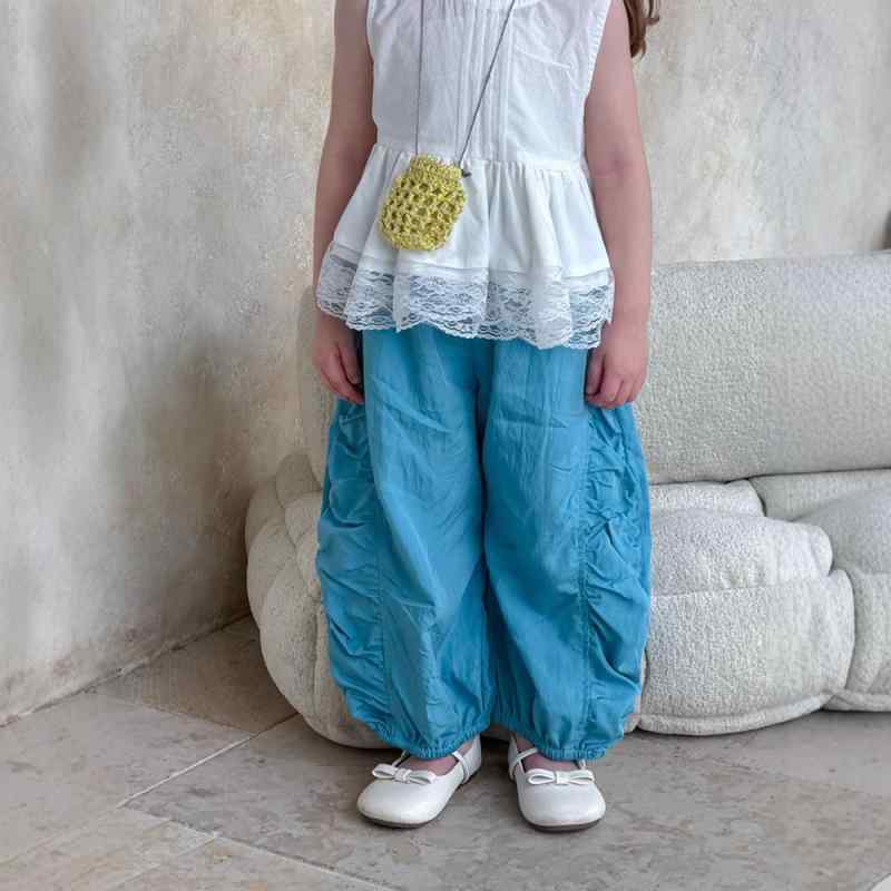 子供用パンツ ハーレムパンツ 快適 防蚊 薄手 長ズボン ミドルライズ ウエストゴム 無地 ホワイト ピンク ブルー 90cm 100cm 110cm 120cm 130cm 140cm 150cm
