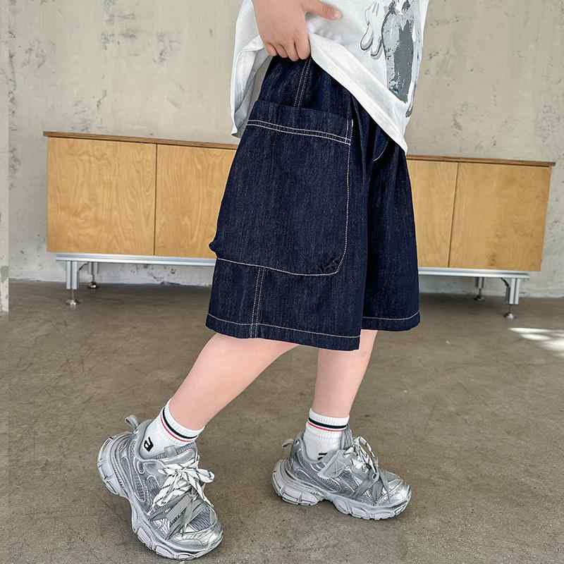 子供服 男の子 デニムショートパンツ 夏 薄手 ハーフパンツ 5分丈 中学生 高校生 コットン 普段使い 通..