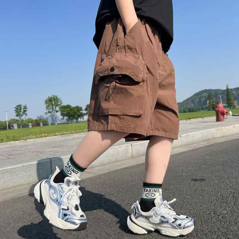 子供用パンツ 男の子 ハーフパンツ カーゴパンツ 夏用 薄手 無地 普段着 部屋着 アウトドア スポーツウ..
