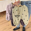 子供服 スウェットパンツ 女の子 裾絞り ジャージパンツ ドット柄 春秋 普段着 運動着 グレー ピンク グリーン(x2)