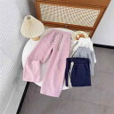 子供服 ワイドパンツ 春秋 女の子 ストレートパンツ 高学年向け 銀糸入り 伸縮性 ウエストゴム 長ズボン グレー ピンク ネイビー 花柄 140cm 150c...