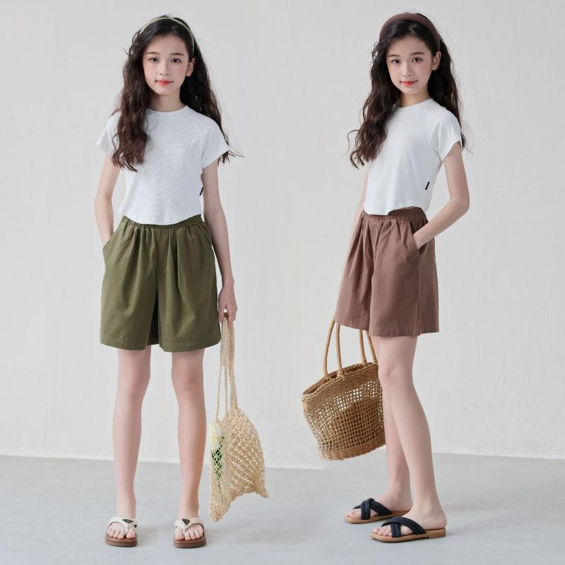 キッズ ショートパンツ 女の子 子供服 短パン ハーフパンツ ワイドパンツ ゆったり 普段着 部屋着 ガー..