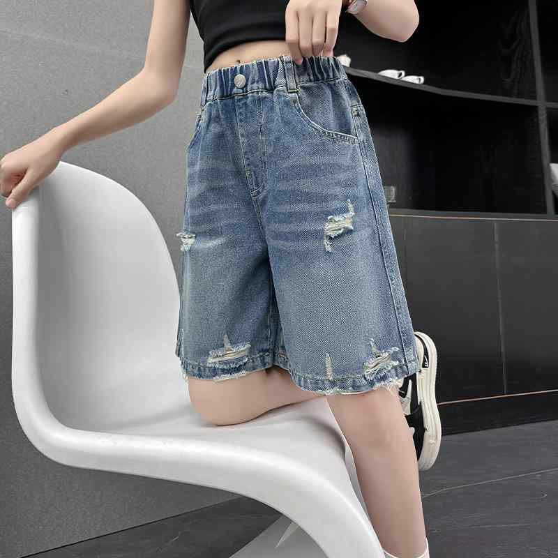 子供服 デニムパンツ 女の子 夏用 ショートパンツ ダメージ加工 薄手 中 толстовки パンツ 綿混 柔らか..