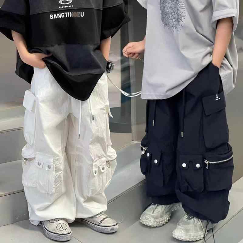 子供用ワークパンツ 夏用 涼しい 快適 中大童 男の子 向け ポリエステル製 無地 110cm 120cm 130cm 140cm 150cm 160cm 170cm ブラック ベージュ ライトブルー