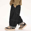 子供服 ボーイズ デニムパンツ 春秋 テーパードパンツ ハーレムパンツ コットン ブラック 中小サイズ(x2)