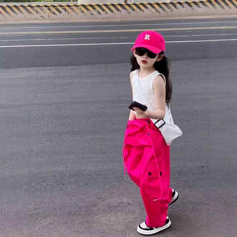 パンツ ガールズ 秋物 子供服 カジュアル ワイドレッグパンツ カーゴパンツ 蚊よけパンツ 高学年 120cm..