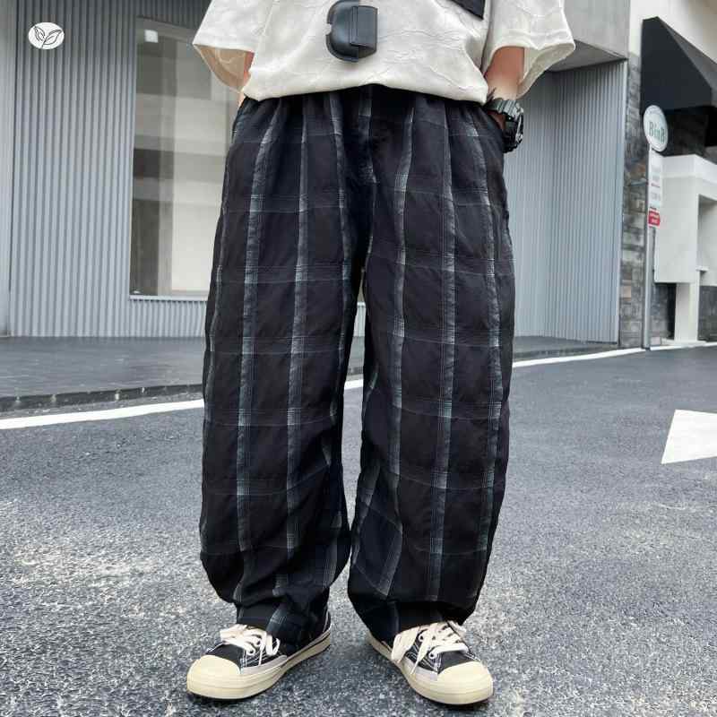 キッズ パンツ 薄手 夏用 涼感 接触冷感 ポリエステル 格子柄 カジュアル 子供服 長ズボン 高学年 普段着