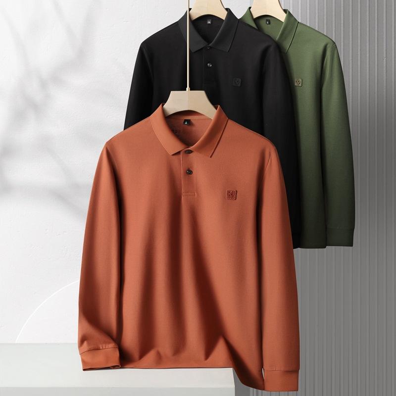Tシャツ 男性用 大きいサイズ 長袖 ポロシャツ コットン 混紡 襟付き 無地 春秋 デイリー 普段使い