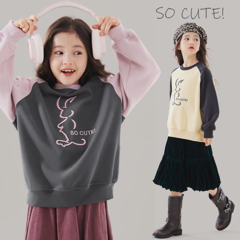 キッズ トレーナー ガールズ 子供服 トップス 長袖 Tシャツ 春秋 カジュアル 普段着 かわいい おしゃれ..