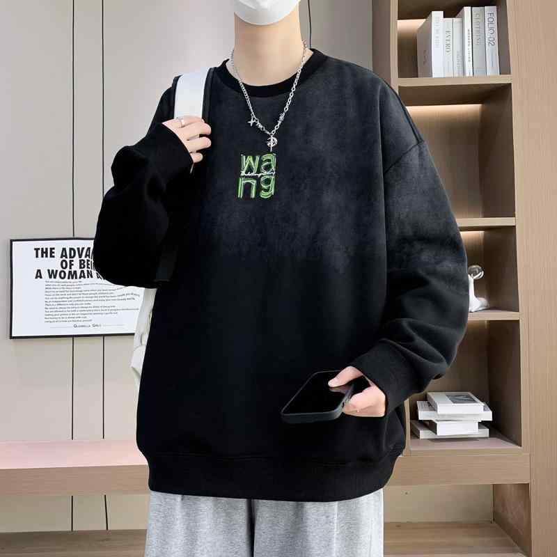 スウェット メンズ 春秋 薄手 トレーナー 長袖 Tシャツ グラデーションカラー ルーズフィット ラウンド..