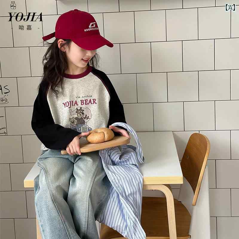 Tシャツ ガールズ 子供服 トップス 長袖 カットソー 女の子 春秋 韓国風 バイカラー 110cm 120cm 130cm 140cm 150cm 160cm 170cm