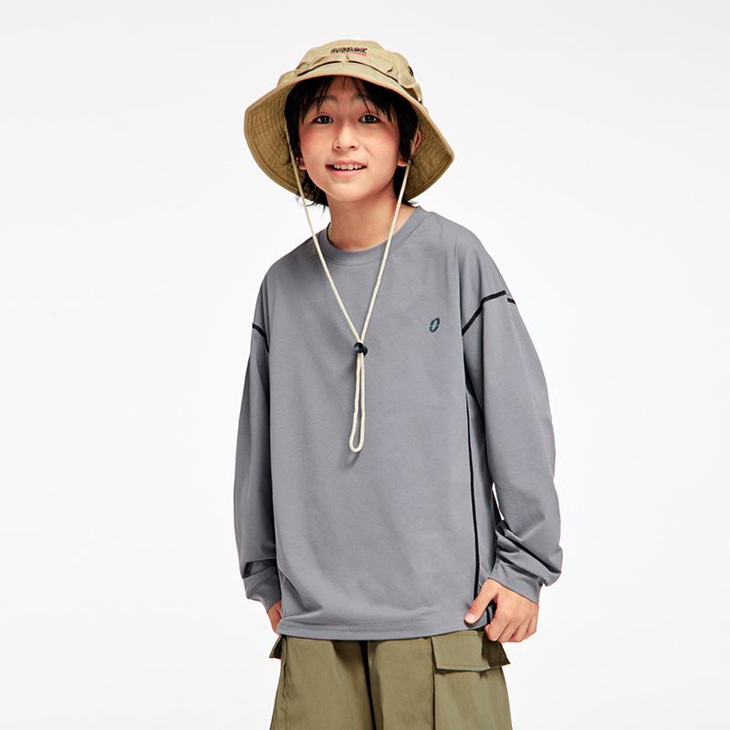 Tシャツ キッズ 子供用 速乾 スポーツウェア 長袖 トップス 運動着 吸湿性 通気性 鉄灰色 芥末色 ポリ..