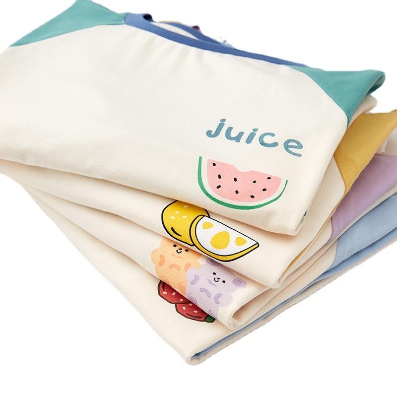 子供用パジャマ 春秋 薄手 長袖Tシャツ 上下セット 綿 中 বড় キッズ 男の子 女の子 フルーツ柄 かわい..