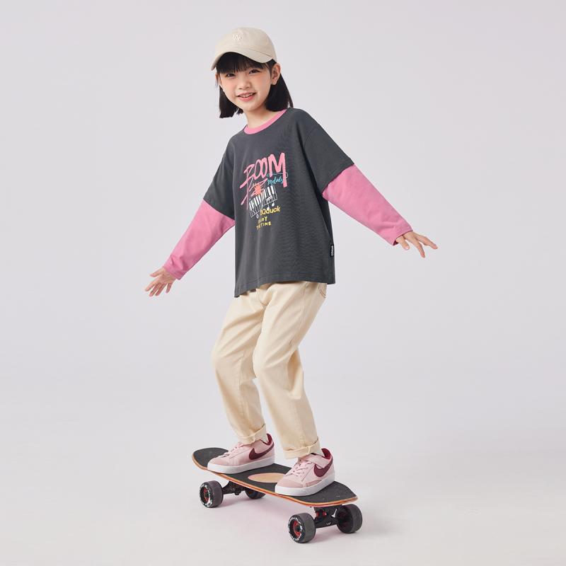 Tシャツ ガールズ 子供服 長袖 トップス カジュアル カットソー 綿 春秋 100 110 120 130 140 150 160(4)