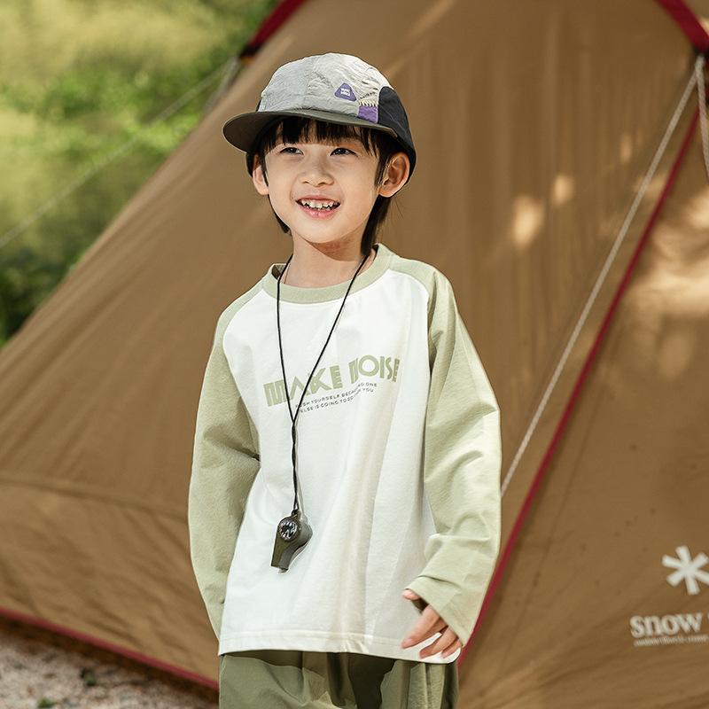 Tシャツ キッズ 男の子 子供 長袖 抗菌 防UV ポリエステル アウトドア ミドル丈 普段着 春夏 米白 ブリ..